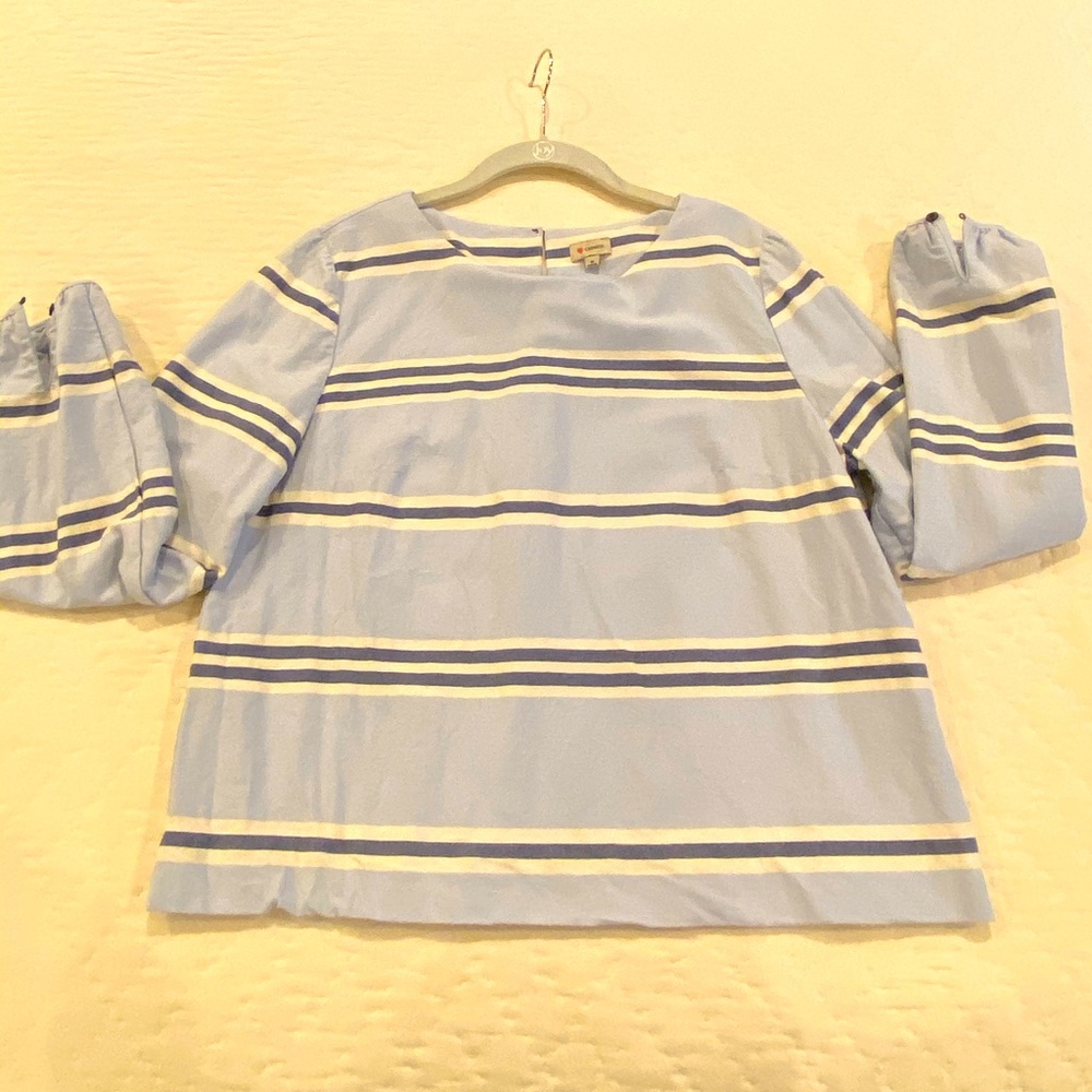 Baby blue & white striped top